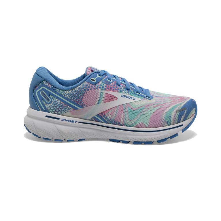 Brooks Ghost 14 Cushioned Road Running Shoes - Women's - LightSkyBlue/Bay/White/Province (19523-NKUP